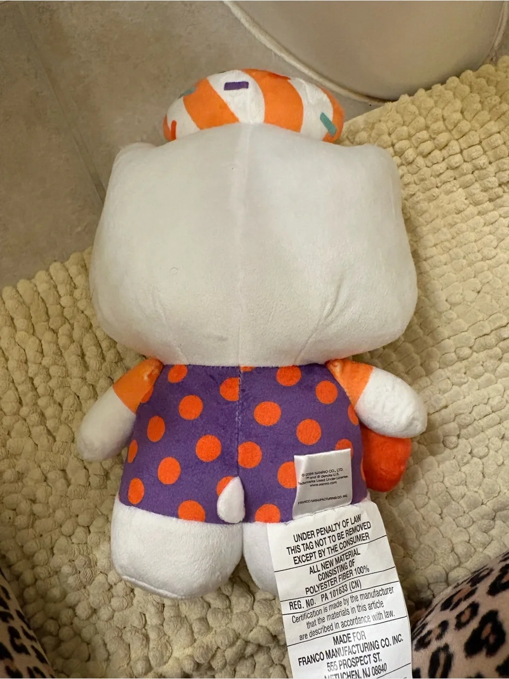 Hello Kitty Halloween Plush  in White, Orange & Teal